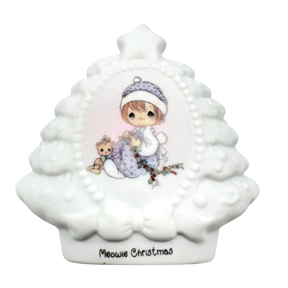 Precious Moments Meowie Christmas Tree Candle Holder 1994 Enesco Votive Figurine
